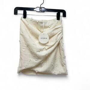 Storia Cream Pure Daisy Floral Applique Mini Skirt size Small New With Tags